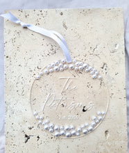 Load image into Gallery viewer, PERSONALISED PEARL CAKE TOPPER - CONVERTS TO CHRISTMAS ORNAMENT