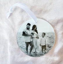 Load image into Gallery viewer, Custom Christmas Ornament: Add a personal touch to your holiday decor with our beautifully crafted ornaments. Perfect for family names, special dates, or festive phrases, each ornament is customized to make your Christmas truly unique. Made with high-quality materials, this keepsake is designed to last, becoming a cherished part of your holiday traditions.
