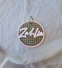 Load image into Gallery viewer, RATTAN AND ACRYLIC PERSONALISED KEY TAG - DOUBLE LAYER
