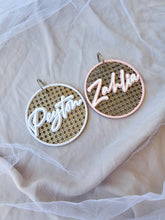 Load image into Gallery viewer, RATTAN AND ACRYLIC PERSONALISED KEY TAG - DOUBLE LAYER