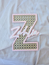 Load image into Gallery viewer, RATTAN AND ACRYLIC NAME AND LETTER SIGN