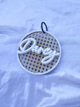 Load image into Gallery viewer, RATTAN AND ACRYLIC PERSONALISED KEY TAG - DOUBLE LAYER