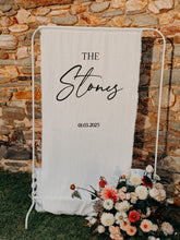 Load image into Gallery viewer, LINEN FABRIC WELCOME SIGN