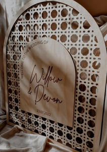 WEDDING WELCOME SIGN - FULL ARCH - RATTAN