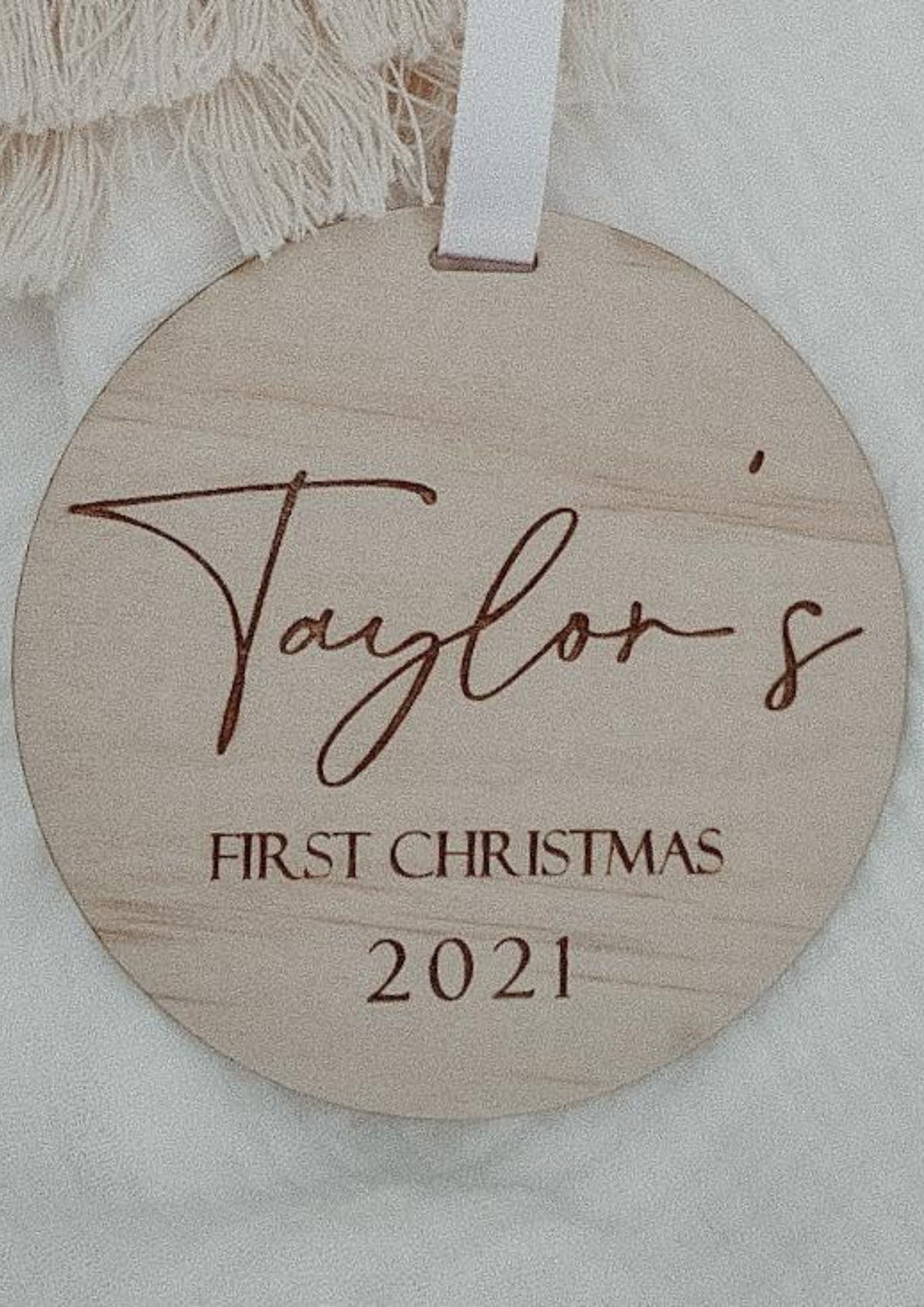 WOODEN CHRISTMAS ORNAMENT - FIRST CHRISTMAS