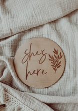 Load image into Gallery viewer, DOUBLE SIDED - HE'S HERE / SHE'S HERE SIGN - ENGRAVED