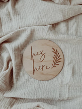 Load image into Gallery viewer, DOUBLE SIDED - HE'S HERE / SHE'S HERE SIGN - ENGRAVED