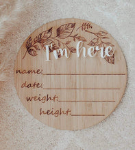 Load image into Gallery viewer, WOODEN BIRTH ANNOUNCEMENT