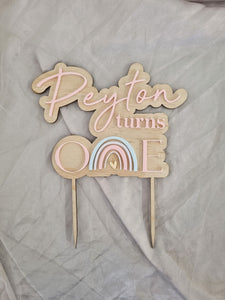 CAKE TOPPER - DOUBLE LAYER - TURNS ONE