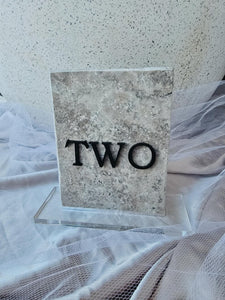 OYSTER STONE TABLE NUMBERS - ACRYLIC LETTERS