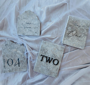 OYSTER STONE TABLE NUMBERS - ACRYLIC LETTERS