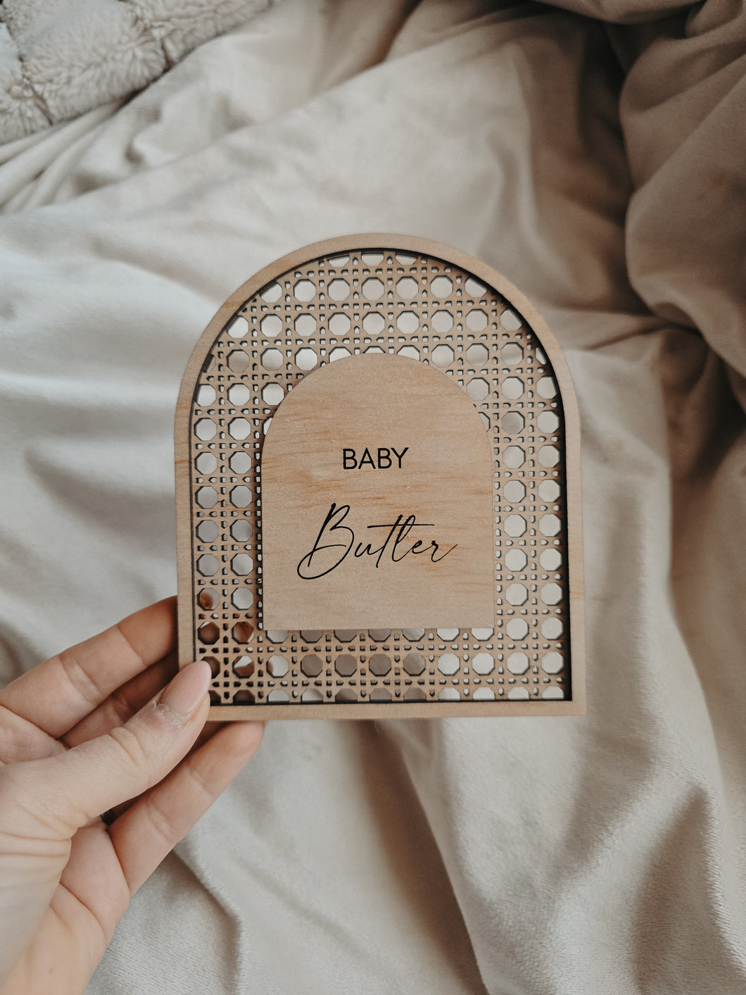 BOHO BIRTH ANNOUNCEMENT - RATTAN BABY