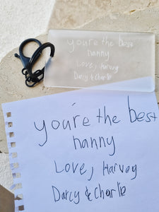 ACRYLIC PERSONALISED KEY TAG - HANDWRITTEN