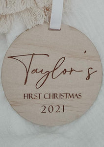 WOODEN CHRISTMAS ORNAMENT - FIRST CHRISTMAS